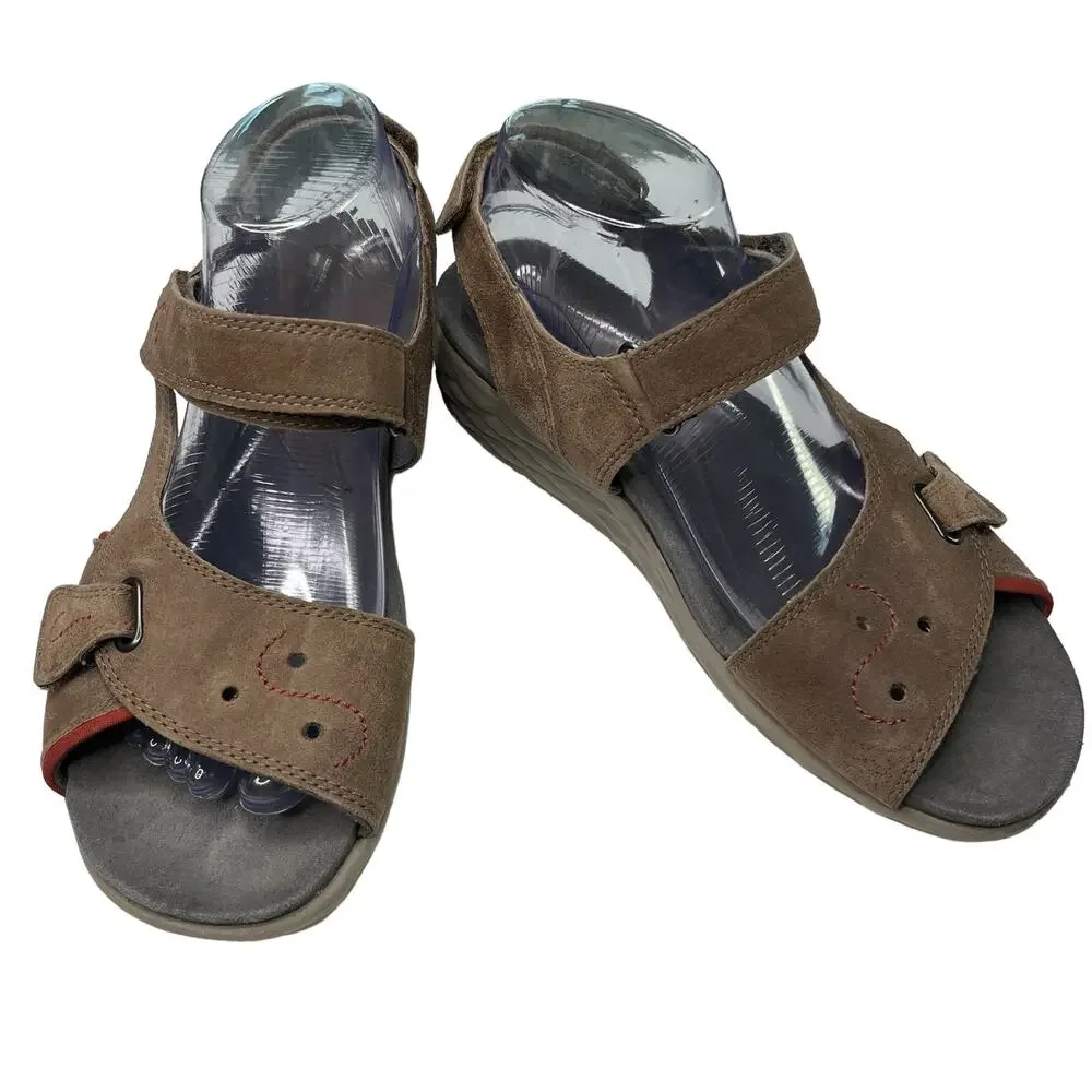 Cobb Hill New Balance Sandals Brown Suede 9 Adjustable Platform
